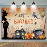 Lofaris Cobweb Pumpkin Halloween Brew Baby Shower Backdrop