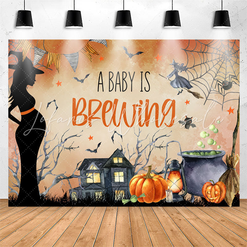 Lofaris Cobweb Pumpkin Halloween Brew Baby Shower Backdrop