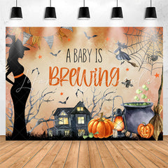 Lofaris Cobweb Pumpkin Halloween Brew Baby Shower Backdrop