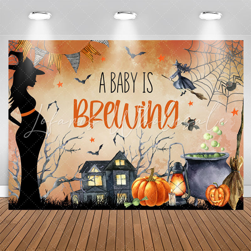 Lofaris Cobweb Pumpkin Halloween Brew Baby Shower Backdrop