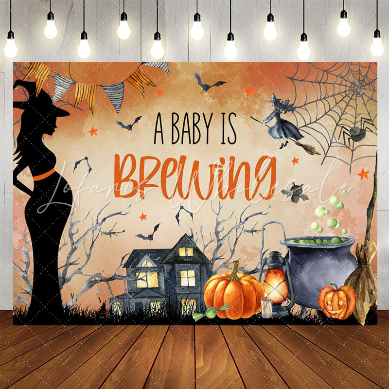 Lofaris Cobweb Pumpkin Halloween Brew Baby Shower Backdrop
