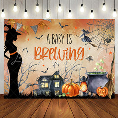 Lofaris Cobweb Pumpkin Halloween Brew Baby Shower Backdrop
