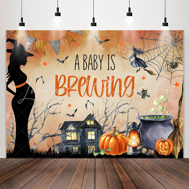 Lofaris Cobweb Pumpkin Halloween Brew Baby Shower Backdrop