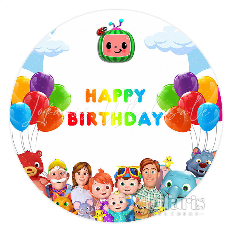 Lofaris Coco Family Colorful Happy Birthday Circle Backdrop