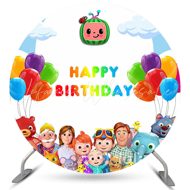 Lofaris Coco Family Colorful Happy Birthday Circle Backdrop