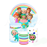 Cocomelon Round Backdrop and Cylinders Kit for Kids