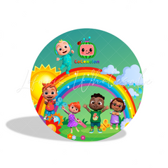 Cocomelon Theme Birthday Party Round Backdrop Cover Plinth Cylinder Pedestal Cover