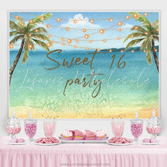 Lofaris Coconet Tree Summer Beach Sweet 16th Birthday Backdrop