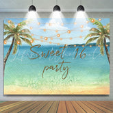 Lofaris Coconet Tree Summer Beach Sweet 16th Birthday Backdrop