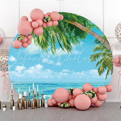 Lofaris Coconut Tree And Blue Sky Beach Round Summer Backdrop