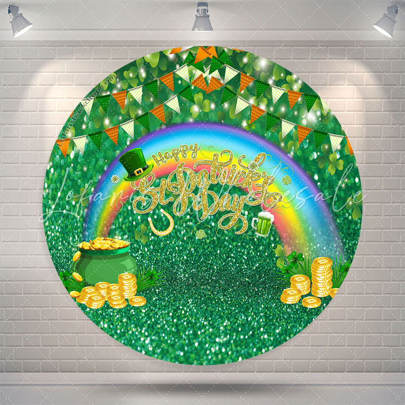 Lofaris Coins Hat Rainbow St Patricks Day Round Backdrop