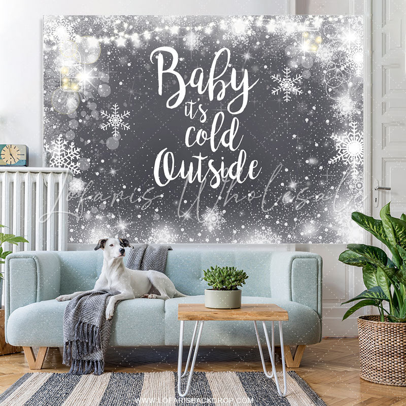 Lofaris Cold Snowy Winter Night Snowflake Baby Shower Backdrop