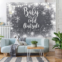 Lofaris Cold Snowy Winter Night Snowflake Baby Shower Backdrop