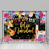 Lofaris Coloful And Glitter Floral Feliz Navidad Backdrops