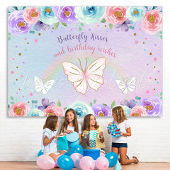 Lofaris Color rose butterfly purple rainbow birthday backdrop