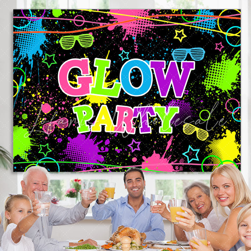 Lofaris Colored And Graffiti Glow Party Birthday Backdrop