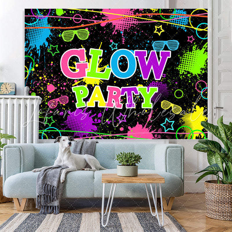 Lofaris Colored And Graffiti Glow Party Birthday Backdrop