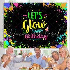 Lofaris Colored And Graffiti Happy Lets Glow Birthday Bcakdrop