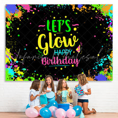 Lofaris Colored And Graffiti Happy Lets Glow Birthday Bcakdrop