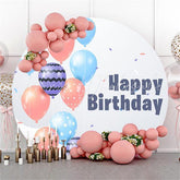 Lofaris Colored Balloons White Round Happy Birthday Backdrop