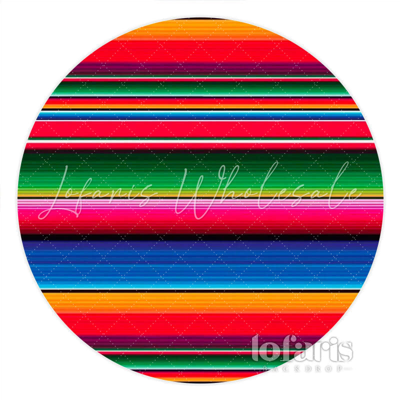 Lofaris Colored Dark Simple Lines Circle Birthday Backdrop