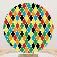 Lofaris Colored Diamond Theme Happy Birthday Circle Backdrop