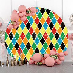 Lofaris Colored Diamond Theme Happy Birthday Circle Backdrop