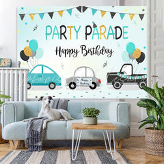 Lofaris Colored Flag Car Party Parade Happy Birthday Backdrop
