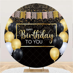 Lofaris Colored flag Circle Happy Birthday Backdrop For Party