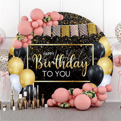 Lofaris Colored flag Circle Happy Birthday Backdrop For Party