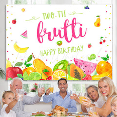 Lofaris Colored Fruits 2nd Happy Birthday Backdrop For Party
