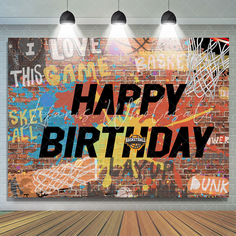 Lofaris Colored Graffiti Happy Birthday Backdrop for Party