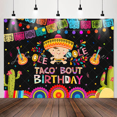 Lofaris Colored Mexican Fiesta Taco Bout Birthday Backdrop