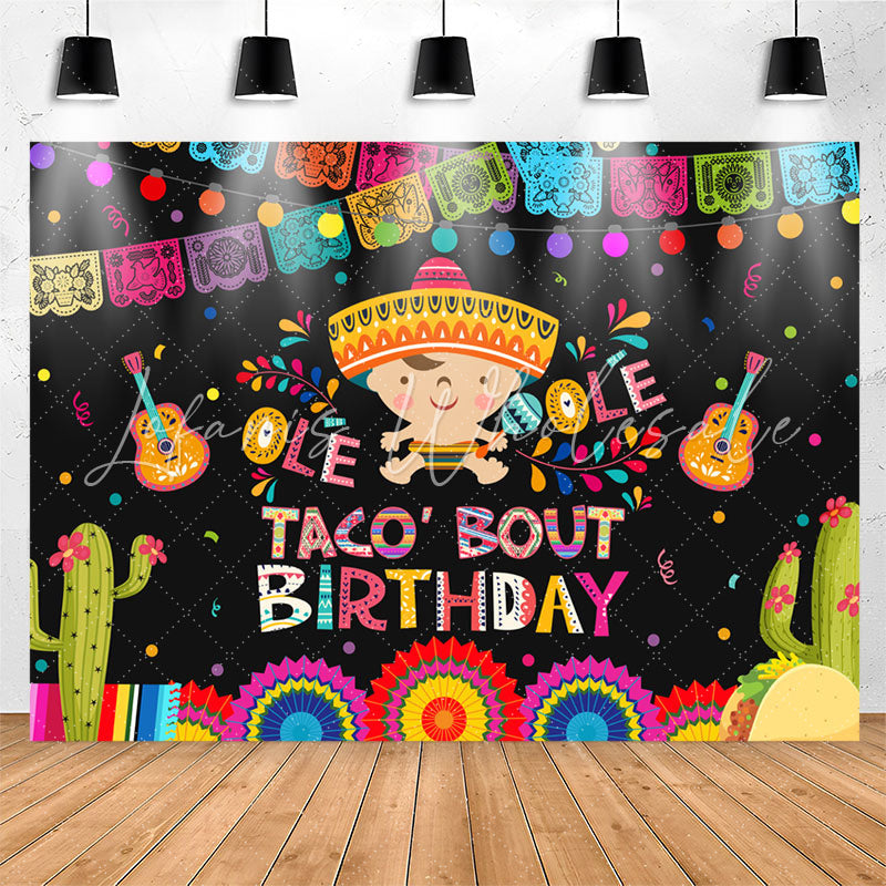 Lofaris Colored Mexican Fiesta Taco Bout Birthday Backdrop