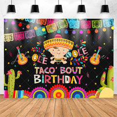 Lofaris Colored Mexican Fiesta Taco Bout Birthday Backdrop