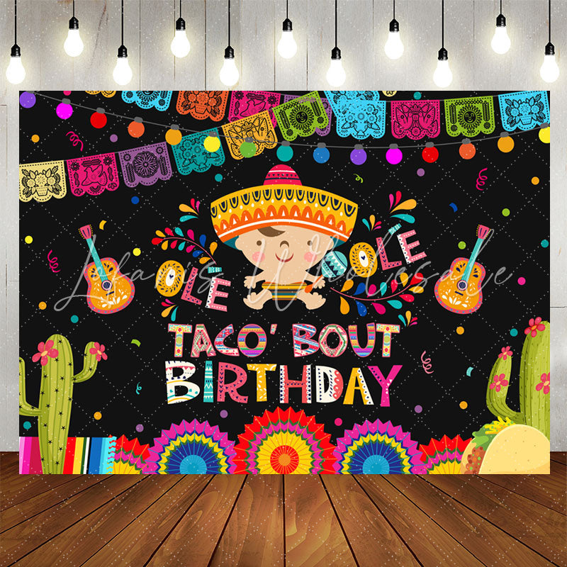 Lofaris Colored Mexican Fiesta Taco Bout Birthday Backdrop