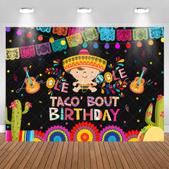 Lofaris Colored Mexican Fiesta Taco Bout Birthday Backdrop
