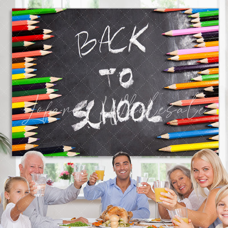 Lofaris Colored pencil blackboard kids back to school backdrop