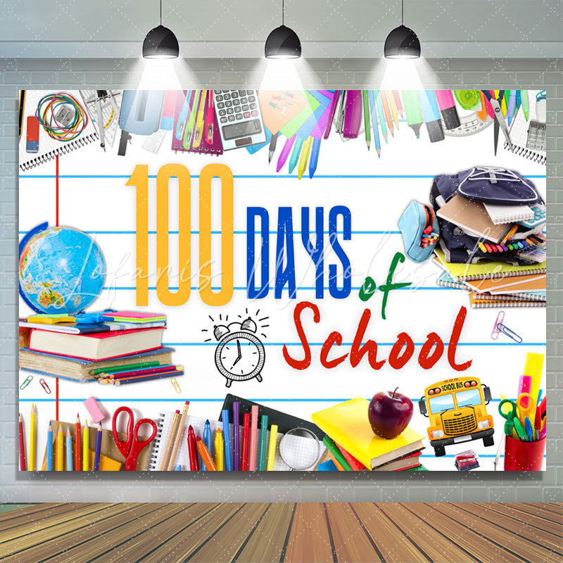 Lofaris Colored Pens Book 100Days Back To School Backdrop
