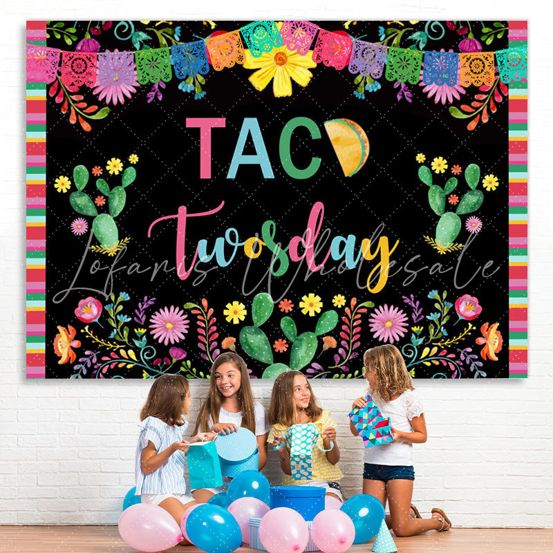 Lofaris Colored Plants With Black 2nd Birthday Party Backdrop