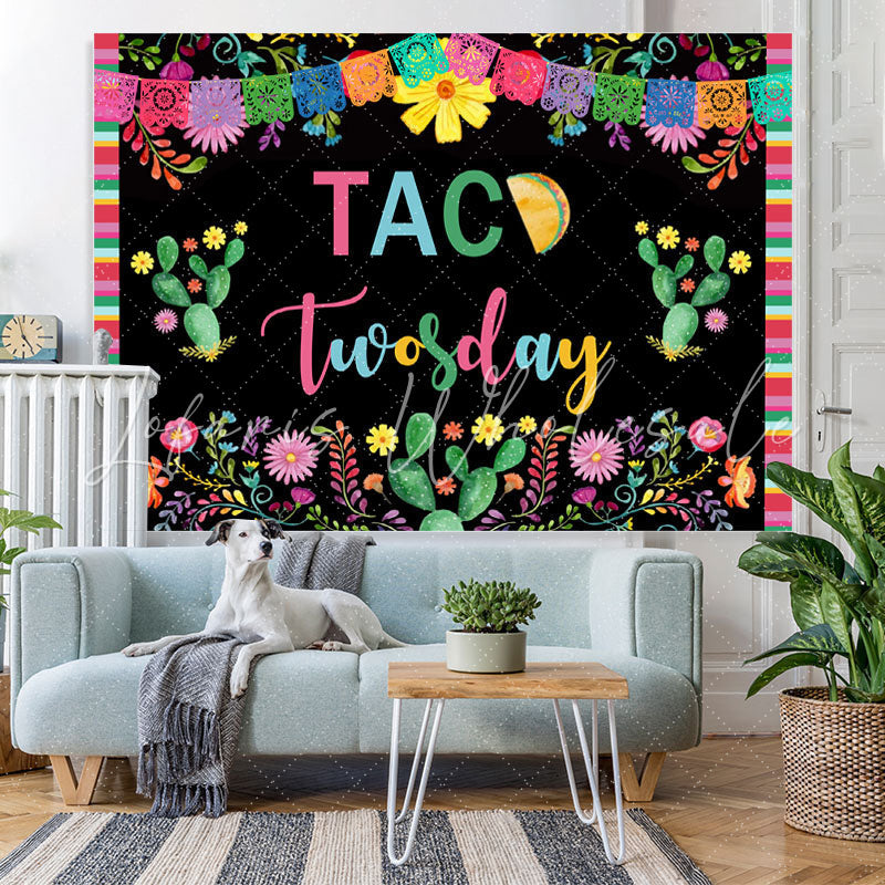 Lofaris Colored Plants With Black 2nd Birthday Party Backdrop