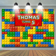 Lofaris Colored Plastic Bricks 5th Birthday Backdrop For Boy