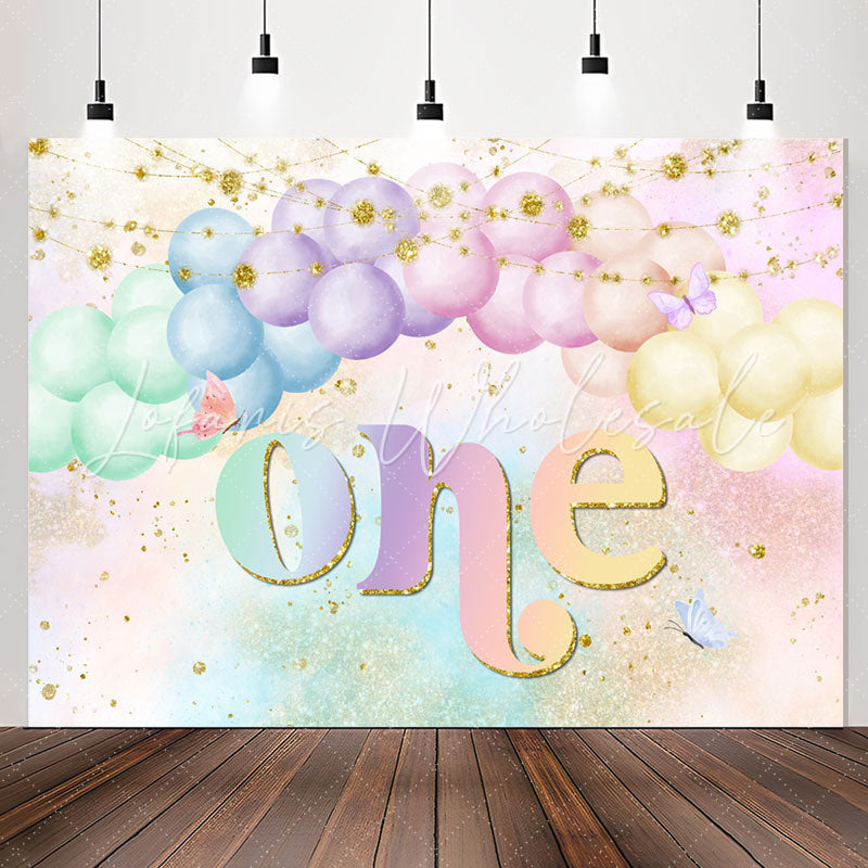 Lofaris Colored Sparkle Gold Balloon 1st Birthday Backdrop