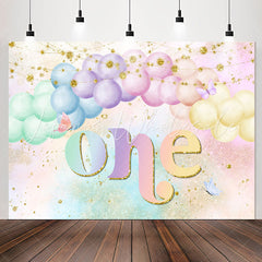 Lofaris Colored Sparkle Gold Balloon 1st Birthday Backdrop