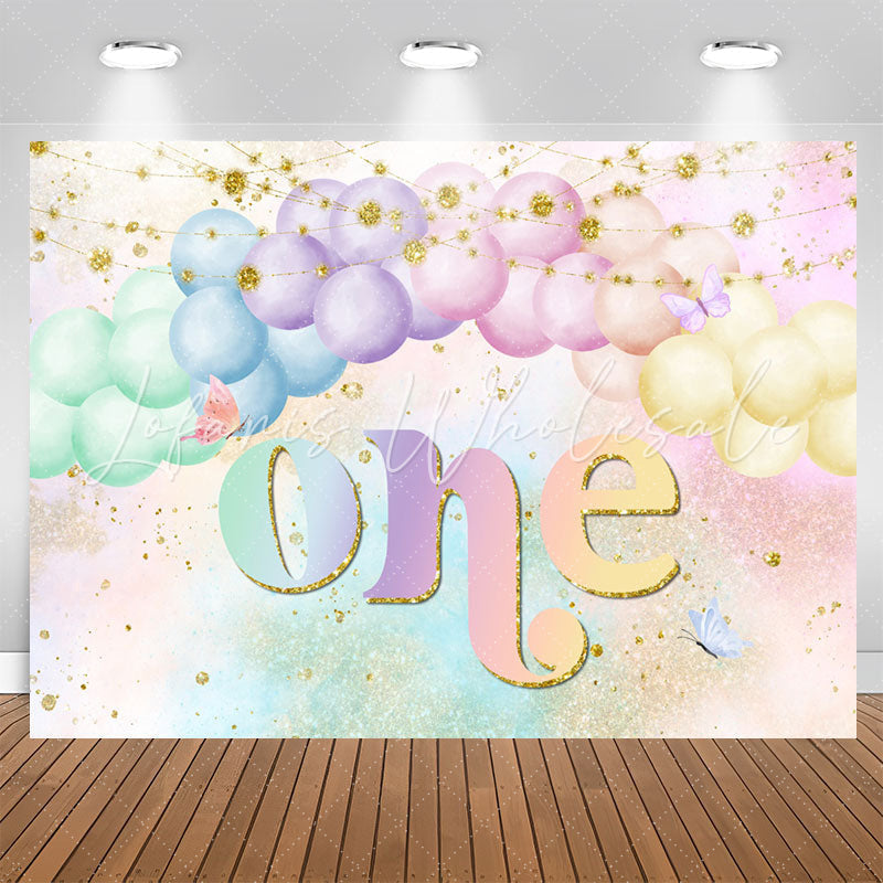 Lofaris Colored Sparkle Gold Balloon 1st Birthday Backdrop