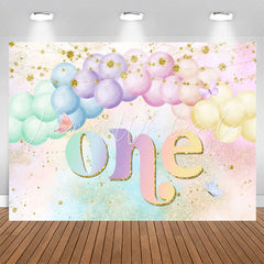 Lofaris Colored Sparkle Gold Balloon 1st Birthday Backdrop