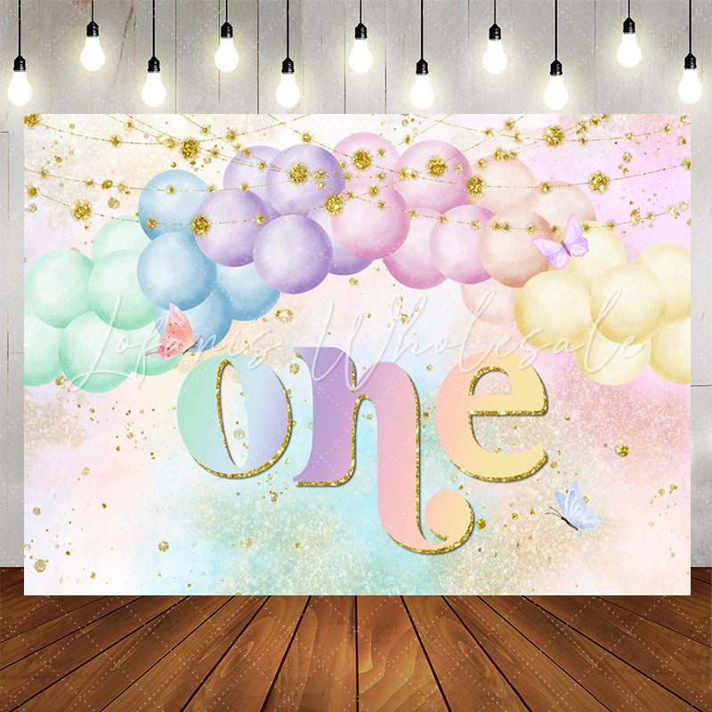 Lofaris Colored Sparkle Gold Balloon 1st Birthday Backdrop