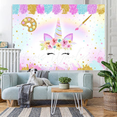 Lofaris Colored Star And Unicorn Glitter Baby Shower Backdrop