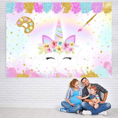 Lofaris Colored Star And Unicorn Glitter Baby Shower Backdrop