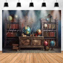Lofaris Colored Wall Bookcase Globe Retro Birthday Backdrop